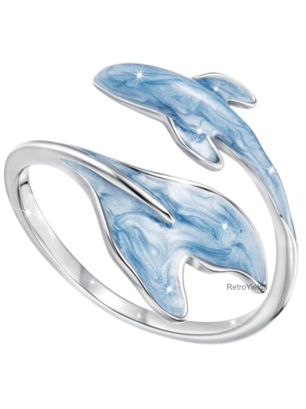 WOSTU Copper Open Wrap Whale Ring Adjustable Stackable Coastal Jewelry
